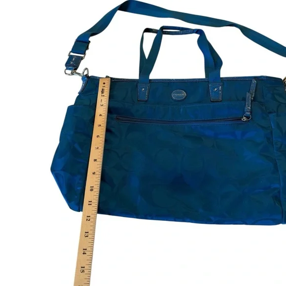 Coach Signature Nylon Teal Tote Carry On Multi Purpose Diaper/Travel Bag F77577 - Picture 10 of 16